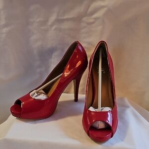 JCPenney Glossy Red Peep-Toe Heels